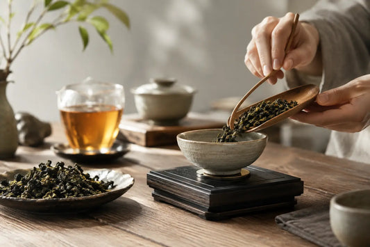 烏龍茶の茶葉量を正しく計量し、香りと回甘を引き出す丁寧な抽出の基本